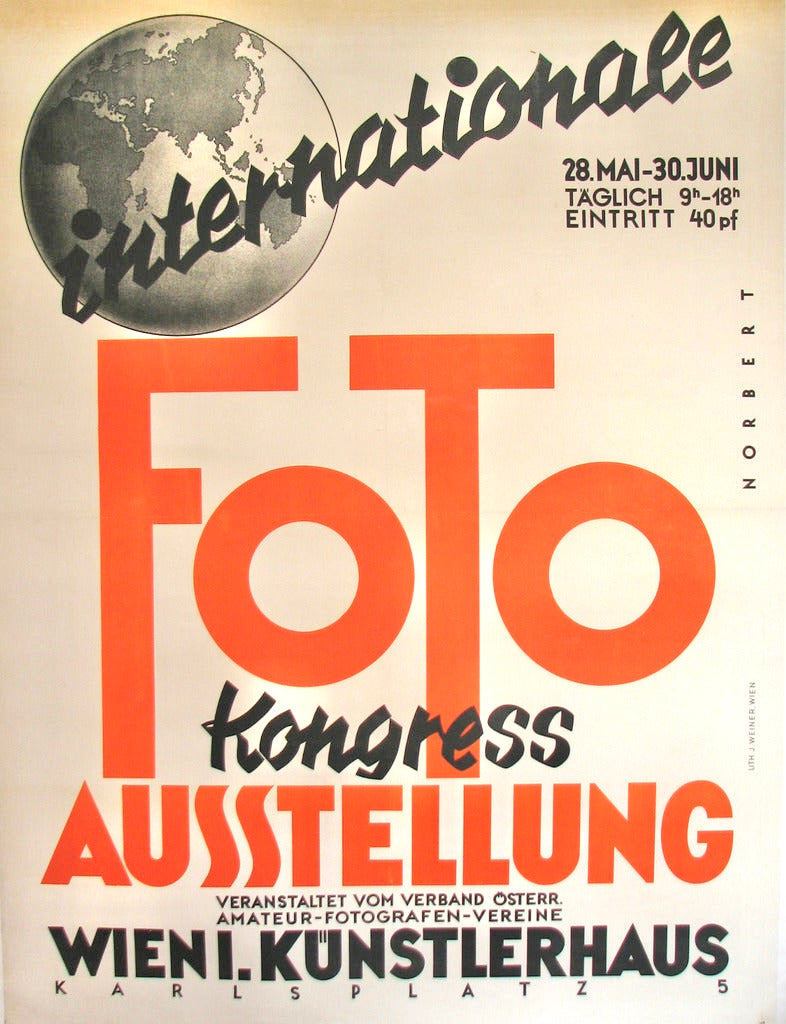 1930's Art Deco Vienna Austrian Photography Exhibit Vintage Poster