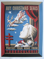 1943 Tuberculosis TB WPA Era Vintage Christmas Seals Poster by Dugo