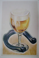 1940's Glass of Beer and Horseshoe Vintage Advertising Diner Poster