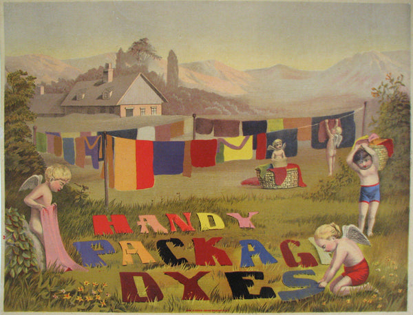 1910 Antique American 'Handy Package Dyes' Vintage Clothing Poster