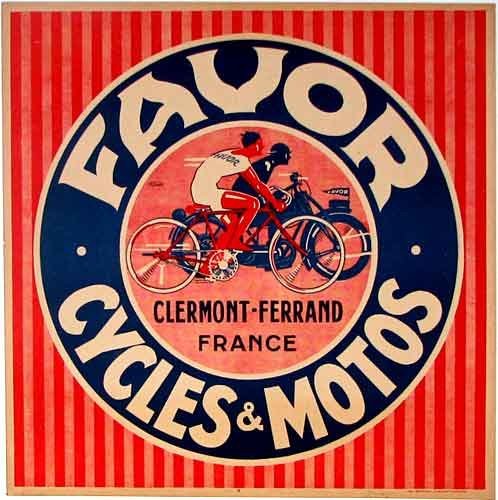 1930's Favor French Vintage Bicycle & Motorcycle Poster