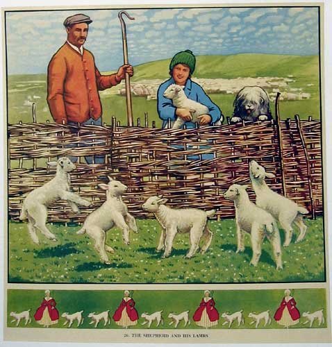 1930's British Sheep Dog Herding Vintage Children's Poster