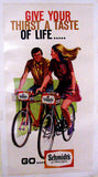 1960's Vintage Schmidt's Beer Antique Advertising Bicycle Poster Sign