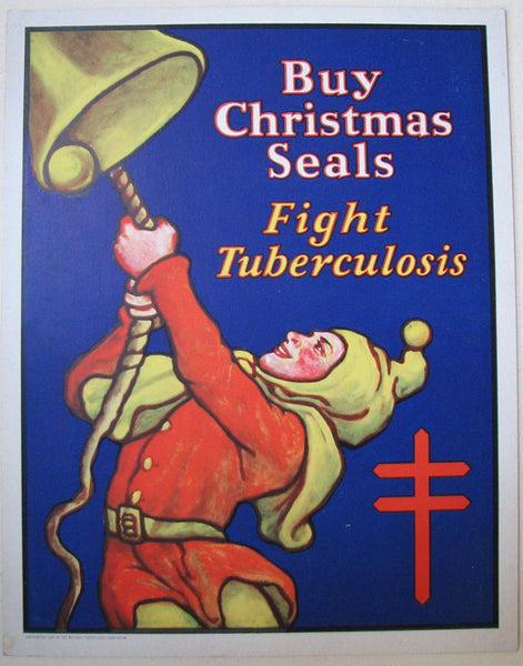 1929 Bell Ringer Christmas Seals TB Tuberculosis Health Poster