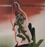 1943 Abram Games WW2 "Blood Donors" British Vintage Poster Large