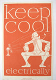 1920 FG Cooper Vintage NY Edison Co. Antique Fan Electicity Poster
