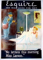 1940's Esquire Magazine Cartoonist Postman Vintage Poster