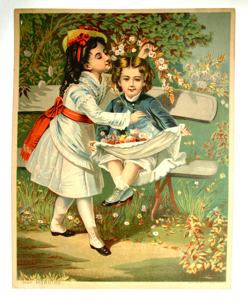 1900 Victorian Parlor Print "May Morning" Vintage Poster