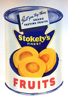 1940's Stokely's Art Deco Sliced Peaches Can Grocery Store Poster