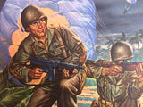 1940's Vintage WWII WW2 Philip Ronfor Illustrator Paratroopers Print
