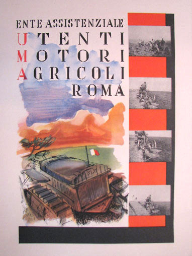 1940's Italian UMA Vintage Fiat Tractor Agriculture Poster Print