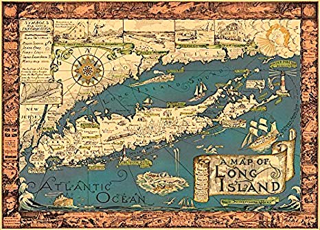 1961 Pictorial Poster Map of Long Island by Courtland Smith