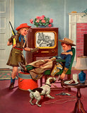1950's Cowboy, Cowgirl & Dog Old Television TV Show Children's Poster