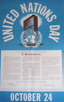1957 Dwight Eisenhower UN United Nations Day Vintage Poster