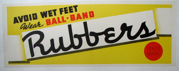 1950's Ball Band Rubbers Avoid Wet Feet Vintage Advertising Poster
