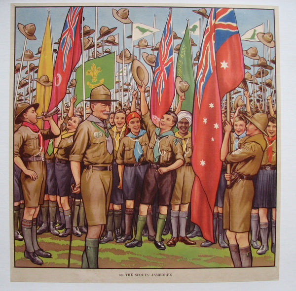 1930's British Baden Powell Boy Scout Jamboree Children's Poster