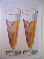 1950's 2 Beer Glasses Vintage Fifties Brewery Poster