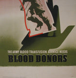 1943 Abram Games WW2 "Blood Donors" British Vintage Poster Small