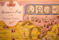 1949 Antique 'Book Lovers Map of the US' Vintage Poster Map