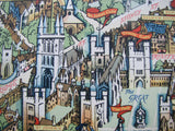 1950's Cambridge England UK Decorative Vintage Map Poster