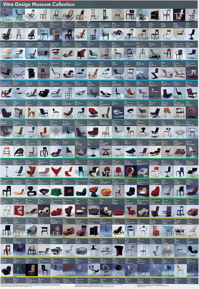 1990's Vitra Chairs Collection Modern Design Poster