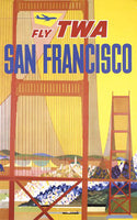 1950's David Klein Artist, San Francisco City Scene TWA Airline Poster