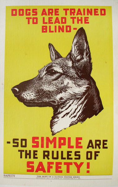 1937 Hope of a Nation German Shepherd Guide Dog WPA era Vintage Poster