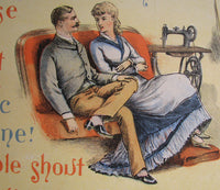 1890's Antique Domestic Sewing Machine Vintage Poster
