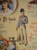 1890's Antique Domestic Sewing Machine Vintage Poster