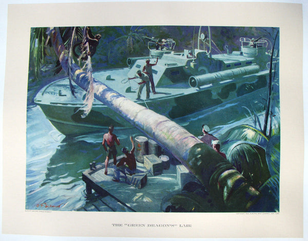 1944 Vintage WWII WW2 Electric Boat Dragon's Lair Torpedo Boat Poster