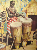 1930's British African Drums Drumming Vintage Children's Poster