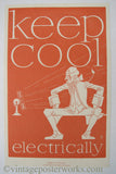1920 FG Cooper Vintage NY Edison Co. Antique Fan Electicity Poster