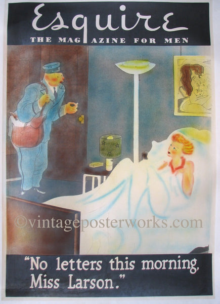 1940's Esquire Magazine Cartoonist Postman Vintage Poster