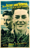 1943 WW2 Victory Farm Volunteer US Crop Corps Vintage Food Poster