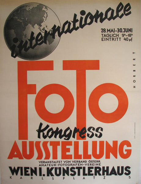 1930's Art Deco Vienna Austria Photography Exhibit Vintage Poster