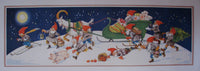 1940's Original Vintage Christmas Elves Swedish Poster