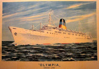 1950's Greek Line Olympia Ship Ocean Liner Vintage Travel Poster