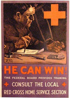 1918 He Can Win WW1 Vintage Red Cross Poster by Dan Smith