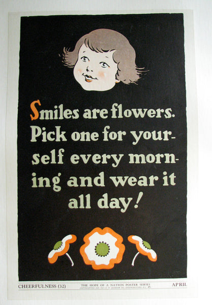 1937 Hope of a Nation Smiles are Flowers WPA era Vintage Poster