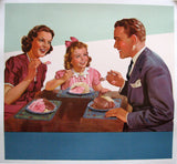 1950's Vintage Ice Cream Family Scene American Diner Poster