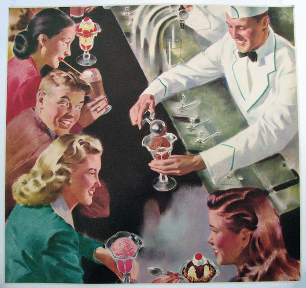1950's Vintage Ice Cream Soda Fountain Soda Jerk Diner Poster