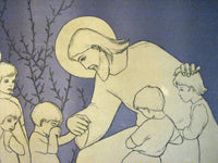 1919 Austrian Bella Vichon Jesus Blessing Children Religious Poster