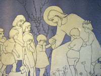 1919 Austrian Bella Vichon Jesus Blessing Children Religious Poster