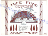 1942 NYC Jewish Tree Fund WPA era Art Deco Small Certificate Poster