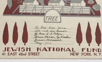 1942 NYC Jewish Tree Fund WPA era Art Deco Small Certificate Poster