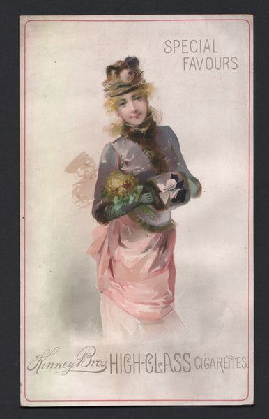 1890's Antique Kinney Bros. Cigarettes Advertising Trade Card