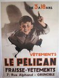 1940's Original French Deco Le Pelican Clothing Photomontage Poster