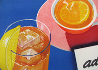 1940's Sunkist Lemons Vintage Food Fruit & Tea Poster