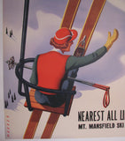 1940's Original Sascha Maurer Vintage Ski Skiing Stowe VT Poster