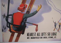 1940's Original Sascha Maurer Vintage Ski Skiing Stowe VT Poster